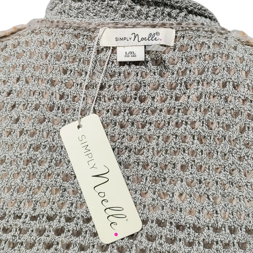 NEW Simply Noelle Knit Vest Long Open Women's Cardigan NWT Cream Ombre Size L XL - Picture 9 of 12
